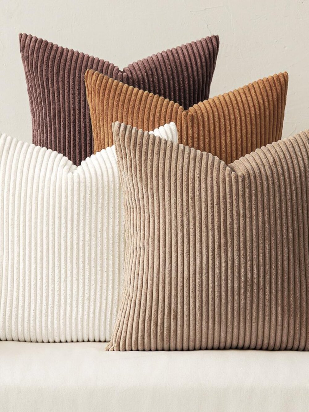 Fall Corduroy Decorative Throw Pillow Covers Brown Series 18x18